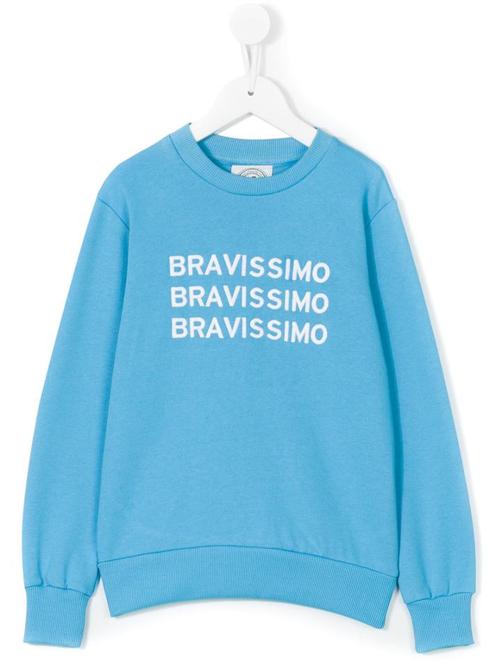 10x10 An Italian Theory Kids - Bravissimo Embroidered Sweatshirt - Kids - Cotton - 2 Yrs, Blue