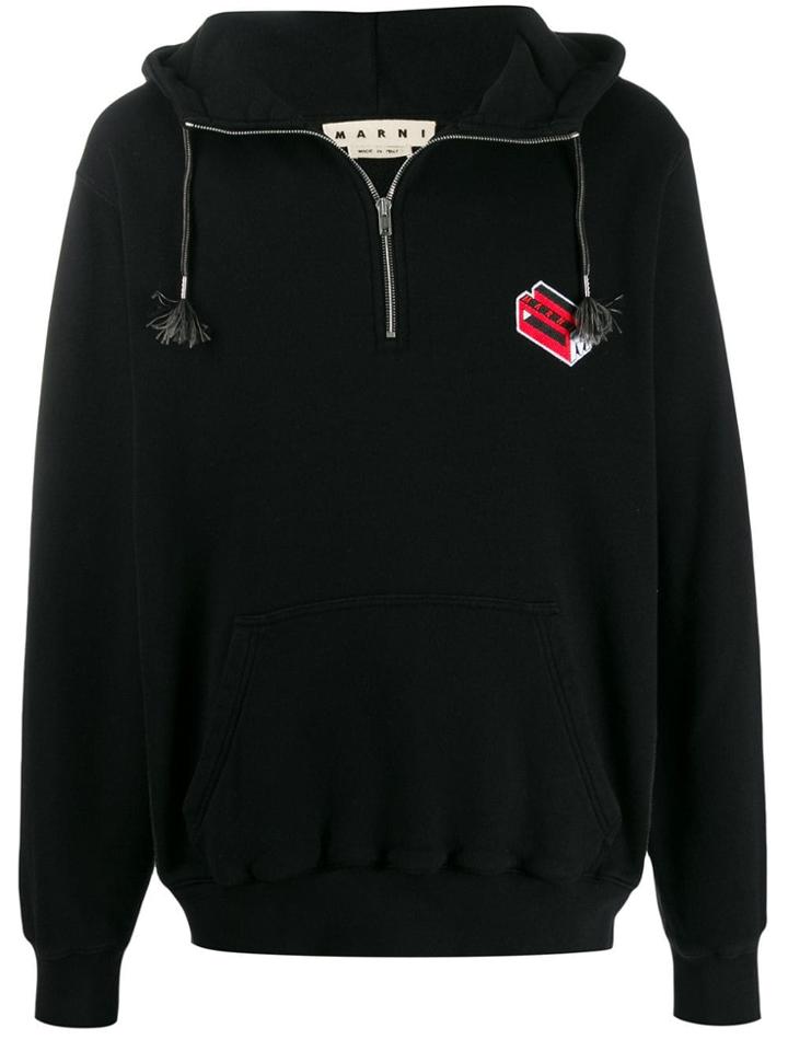 Marni Embroidered Logo Hoodie - Black