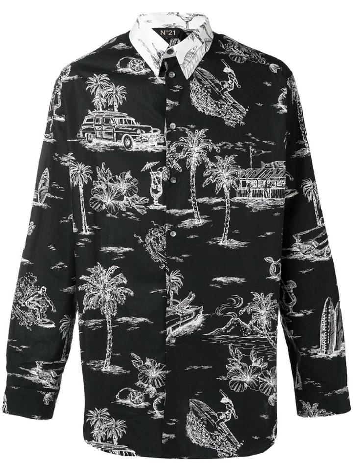 No21 Printed Button Shirt - Black