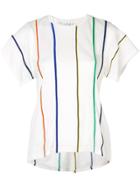 Derek Lam 10 Crosby Multicolor Stripe Embroidered Tee - White