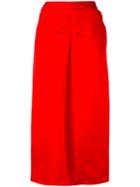 Isabel Marant - Box-pleat Midi Skirt - Women - Viscose/ramie - 38, Red, Viscose/ramie