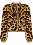 Dolce & Gabbana Faux Fur Leopard Print Jacket - Brown