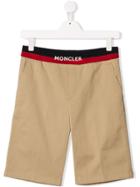 Moncler Kids Teen Logo Band Shorts - Neutrals