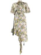 Rokh Floral Print Ruffle Dress - Pink