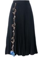 Christopher Kane Leaf Embroidered Pleated Skirt