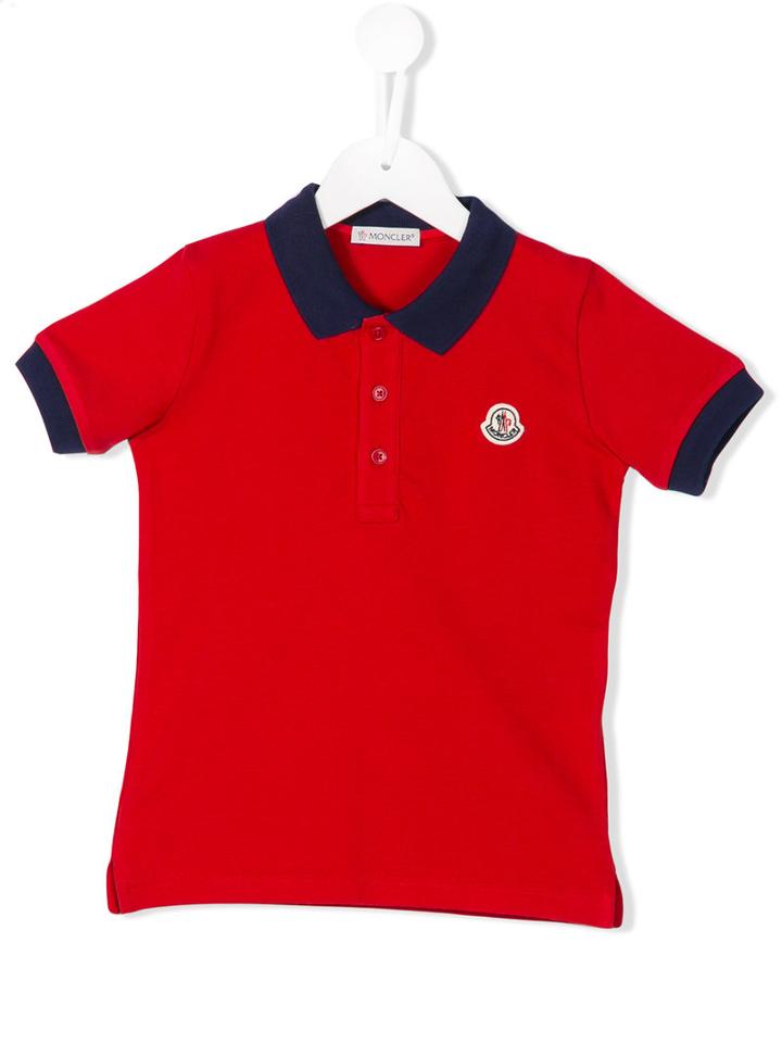 Moncler Kids Contrast Collar Polo Shirt, Boy's, Size: 8 Yrs, Red