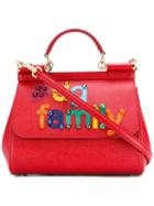 Dolce & Gabbana #dg Family Patch Sicily Tote, Women's, Red, Calf Leather/metal