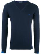 Etro V-neck Jumper, Size: Xxl, Blue, Cotton/cashmere