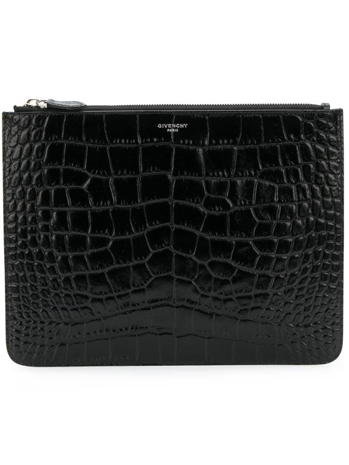 Givenchy - Crocodile Embossed Pouch - Men - Calf Leather - One Size, Black, Calf Leather