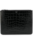 Givenchy - Crocodile Embossed Pouch - Men - Calf Leather - One Size, Black, Calf Leather