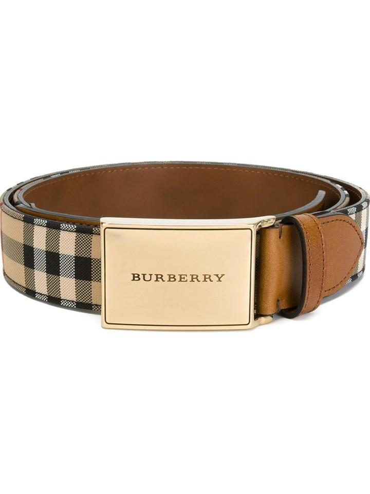 Burberry Horseferry Check Belt, Men's, Size: 110, Brown, Polyamide/calf Leather