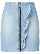 Msgm Ruffle Denim Miniskirt - Blue
