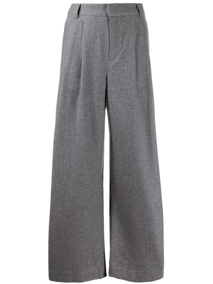 N.peal Herringbone Wide Leg Trousers - Grey