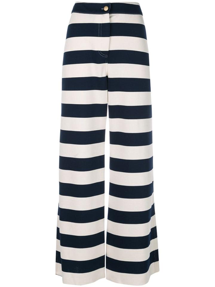 Harvey Faircloth Striped Wide Leg Trousers - White