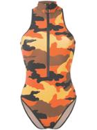 Off-white Camouflage Print High Neck Body - Orange