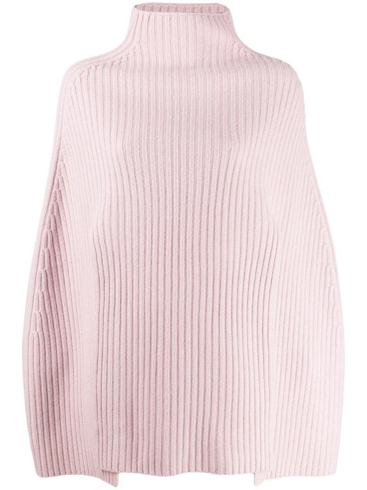Pringle Of Scotland Cropped Ribbed Poncho - Pink