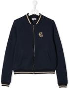 Chloé Teen Embroidered Monogram Bomber Jacket - Blue