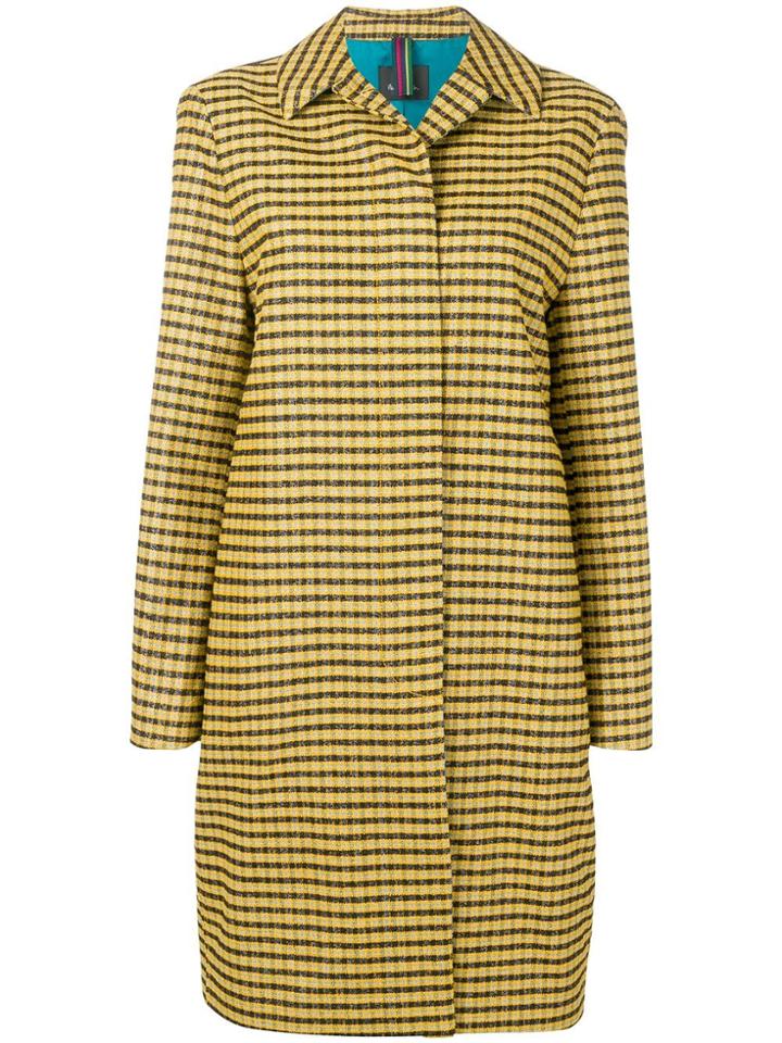 Ps Paul Smith Fitted Checked Coat - Yellow