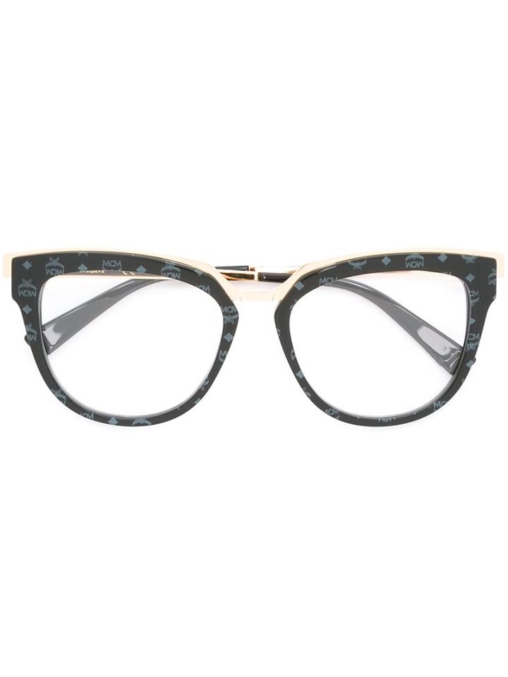Mcm Oversize Patterned Frame Glasses, Black, Acetate/metal (other)