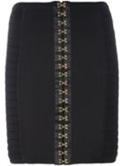 Balmain Hook-eye Fastening Mini Skirt, Women's, Size: 36, Black, Polyamide/spandex/elastane/viscose