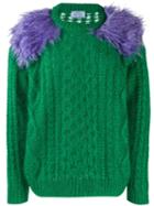 Prada Faux Fur Detail Jumper - Green