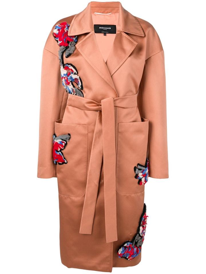 Rochas Embroidered Trench Coat - Neutrals