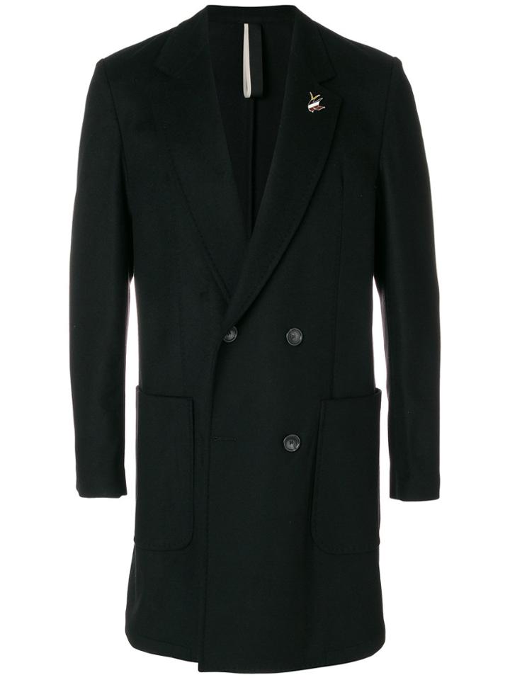 Low Brand Double Breasted Coat - Black