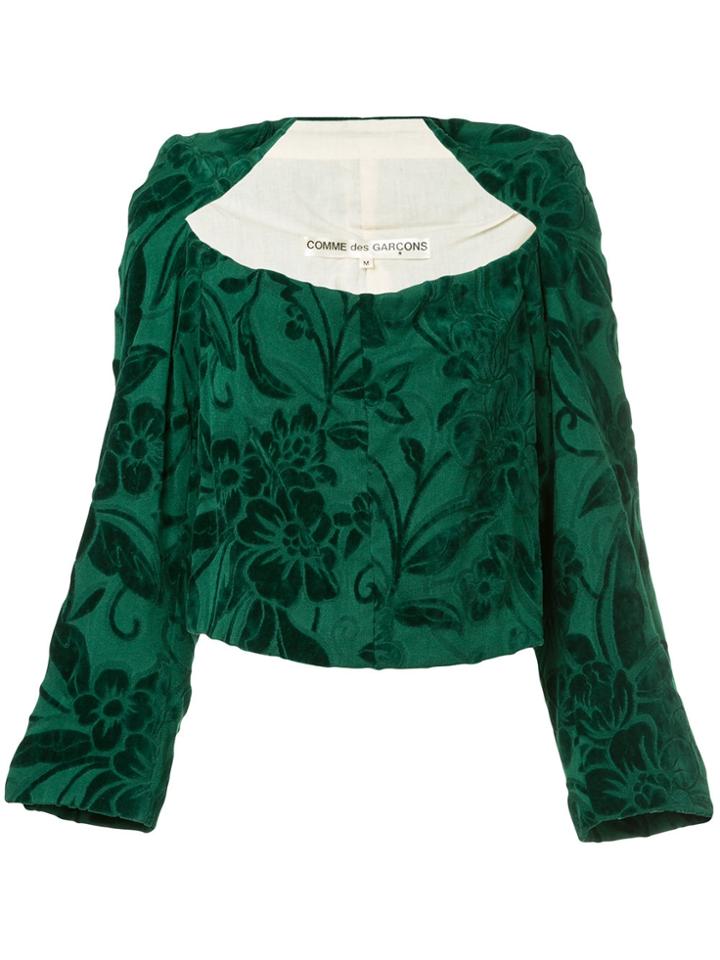 Comme Des Garçons Vintage Floral Velvet Appliquées Blouse - Green