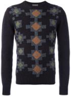 Etro Chevron Squared Knit Jumper, Men's, Size: Xl, Brown, Wool