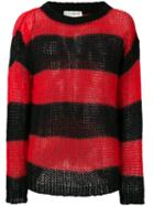 Faith Connexion - Open Knit Striped Jumper - Men - Mohair - Xs, Red, Mohair