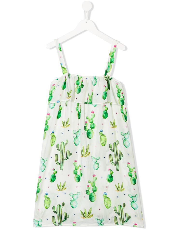 Mc2 Saint Barth Kids Teen Cactus Print Dress - White
