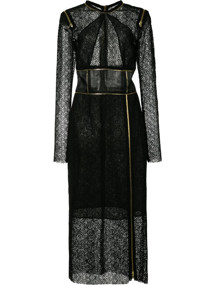 Sophie Theallet Zip Details Lace Dress, Women's, Size: 6, Black, Silk/cotton