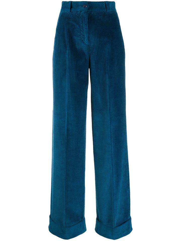 Pt01 High Waisted Corduroy Trousers - Blue
