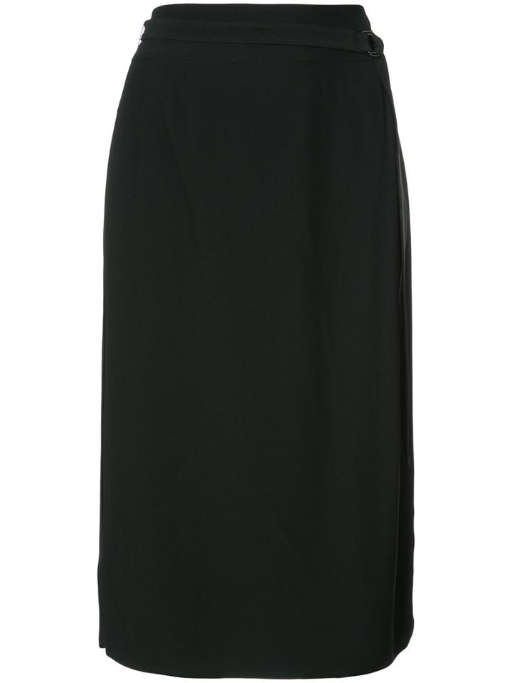Akris Punto - Wrap Straight Skirt - Women - Acetate/viscose - 12, Black, Acetate/viscose