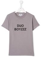 Natasha Zinko Kids Teen 'duo Boyzzz' Print T-shirt - Grey