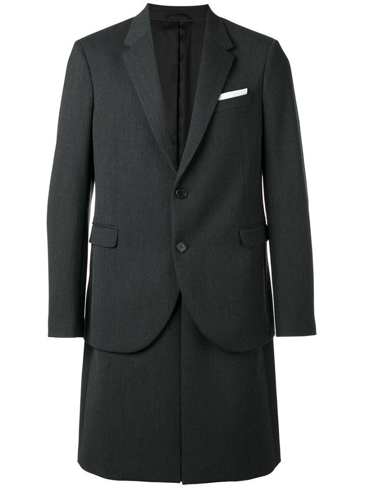 Neil Barrett Blazer Coat, Men's, Size: 48, Grey, Virgin Wool/polyester/spandex/elastane/virgin Wool