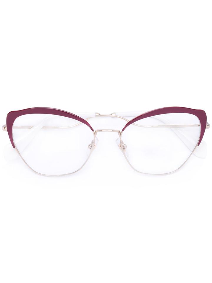 Miu Miu Eyewear - Cat Eye Glasses Frames - Women - Acetate/metal - 54, Pink/purple, Acetate/metal
