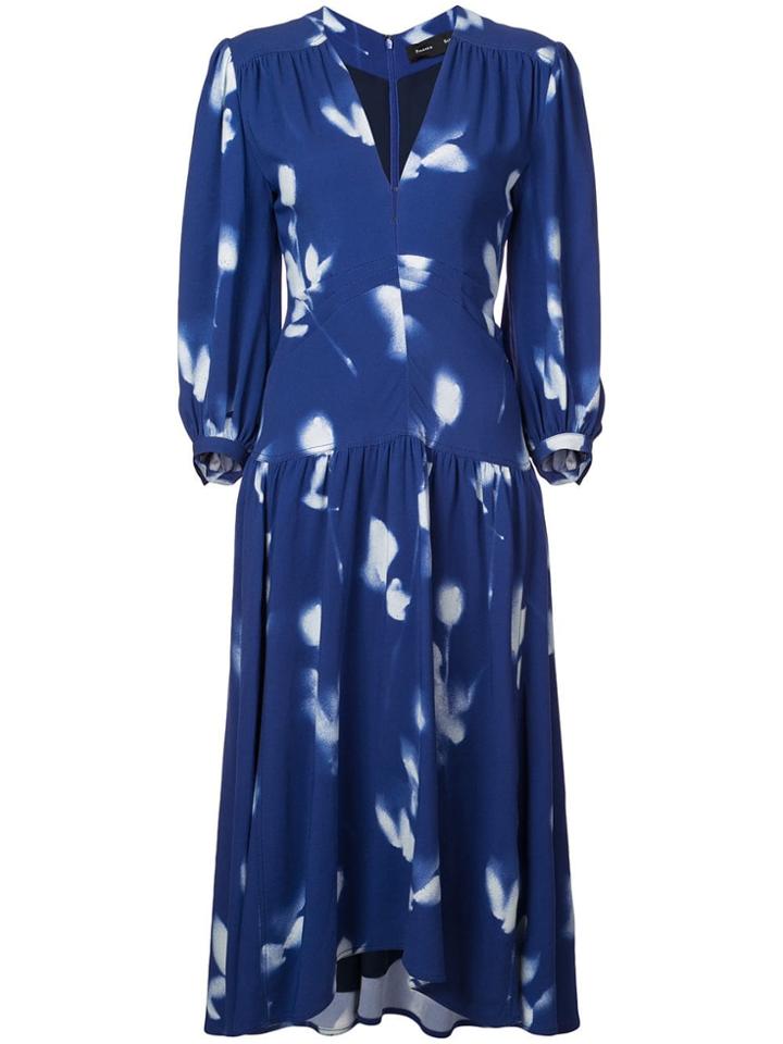 Proenza Schouler Rose Imprint Long Sleeve Dress - White