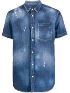 Dsquared2 Distressed Short Sleeved Denim Shirt - Blue