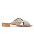 Sarah Chofakian Leather Flat Sandals - Grey