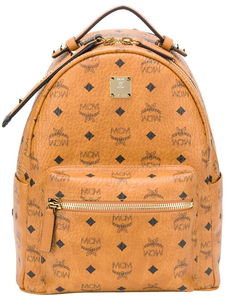 Mcm Diamond Print Backpack - Brown