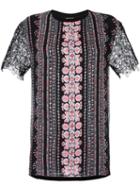 Giambattista Valli Lace Shortsleeved Bloouse, Women's, Size: 42, Black, Silk/polyester/cotton