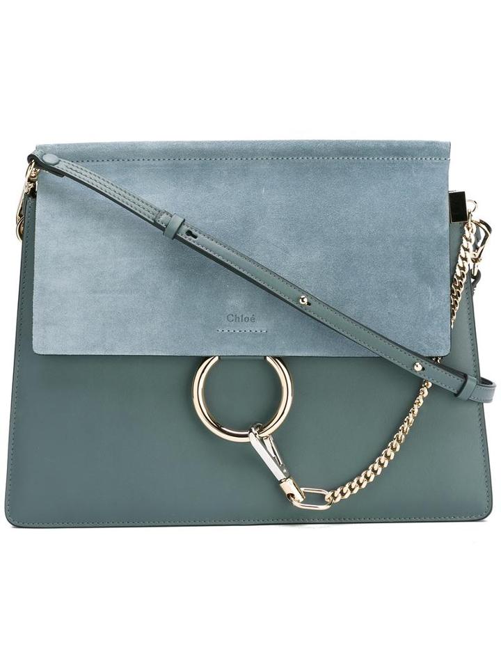 Chloé Faye Shoulder Bag, Women's, Blue, Calf Leather/calf Suede