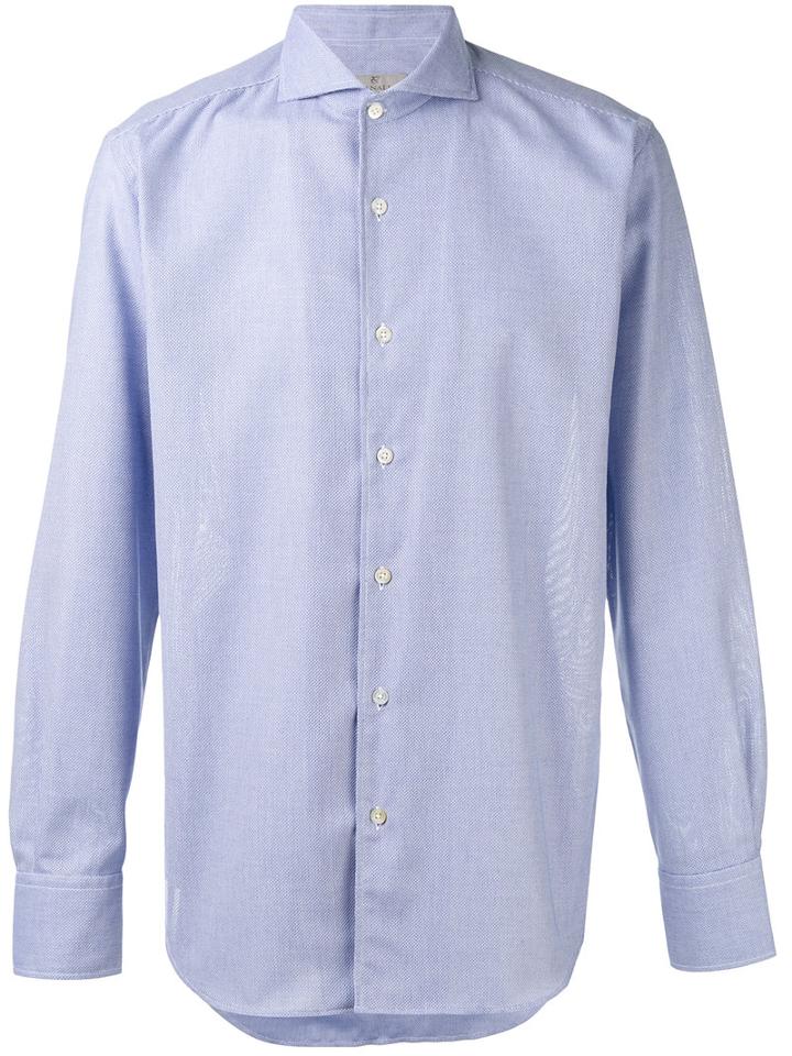 Canali Slim Fit Shirt, Men's, Size: Xl, Blue, Cotton