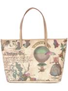 Etro 'le Voyage' Print Tote, Women's, Nude/neutrals, Cotton/polyester/pvc/nylon