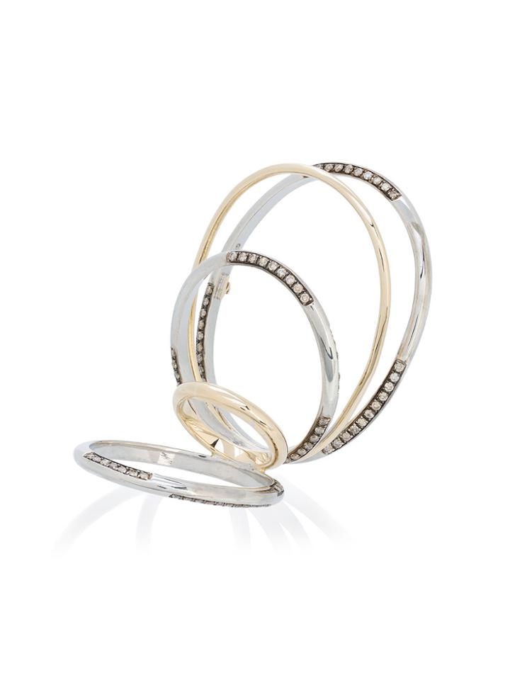 Gaelle Khouri Twisted Parallel Diamond Ring - Metallic