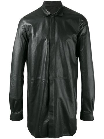 Rick Owens Walrus Office Shirt, Men's, Size: 50, Black, Calf Leather/cupro