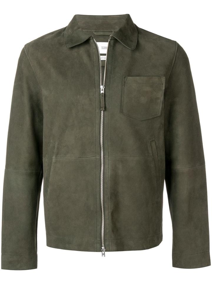 Closed Panelled Leather Jacket - Green