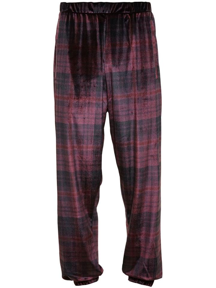 Astrid Andersen Velour Tartan Joggers - Purple