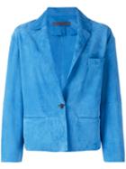 Simonetta Ravizza Button Up Blazer, Women's, Size: 40, Blue, Suede
